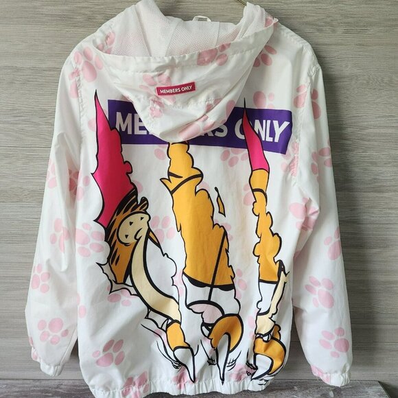 Members Only Garfield & Odie Paw Print Graphic Windbreaker Jacket Cartoon M - Picture 4 of 16